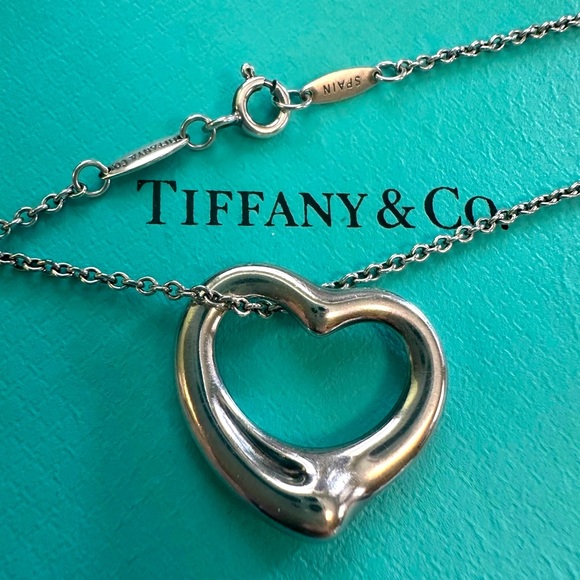 🩵TIFFANY AND CO 🩵 OPEN HEART PENDANT ELSA PERETTY BIG SIZE STERLING SILVER